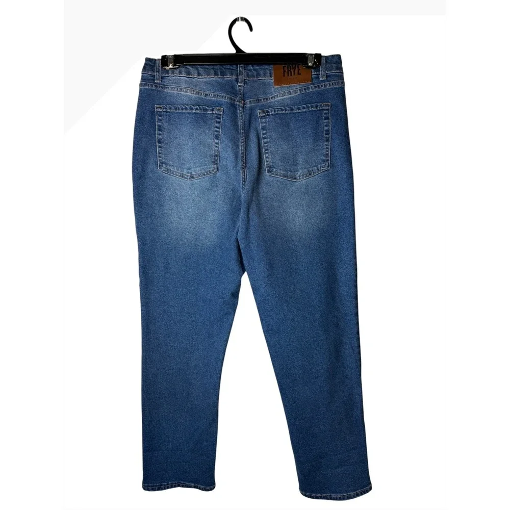 Frye High Rise Amari Jeans Women 31 Blue Tapered Leg Stretch Denim Designer